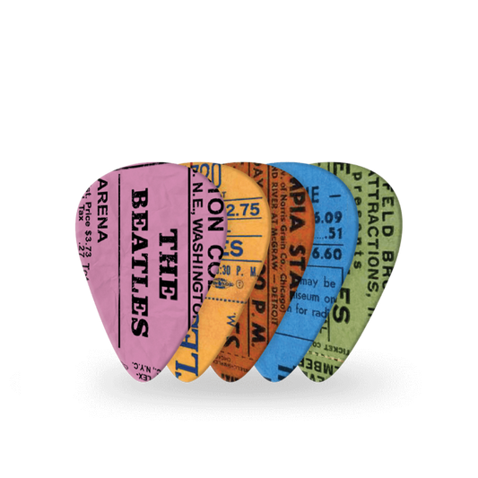 D'Addario Beatles 1964 Tour Ticket Stubs Guitar Picks, Medium Gauge (.70mm) 10-Pack