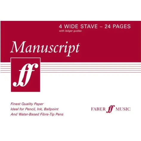 Faber Music: Manuscript A5 4-stave (wide) 24pp (white)
