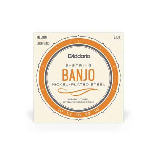 D'Addario EJ61 5-String Banjo Strings, Nickel, Medium 10-23