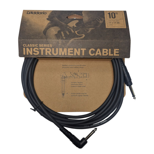 D'Addario Classic Series Instrument Cable Right-Angle, 10ft