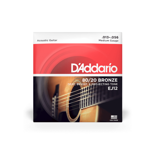 D'Addario EJ12 13-56 Medium, 80/20 Acoustic Guitar Strings