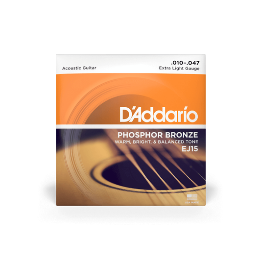 D'Addario EJ15 10-47 Extra Light, Phosphor Bronze Acoustic Guitar Strings