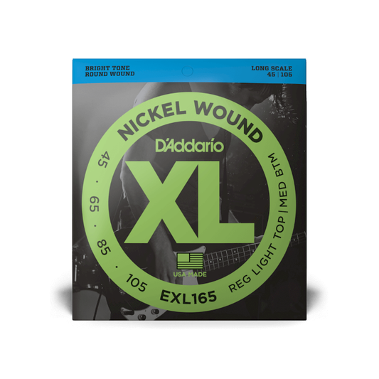 D'Addario EXL165 45-105 Regular Light Top/Medium Bottom, Long Scale, XL Nickel Bass Strings