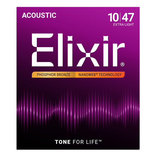 Elixir Nano E16002 010-047 Extra-Light Phosphor Bronze Acoustic Guitar Strings