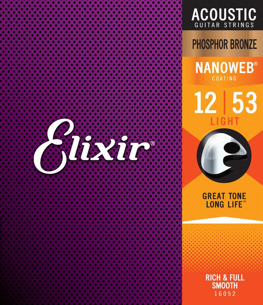 Elixir Nano E16052 012-053 Light Phosphor Bronze Acoustic Guitar Strings