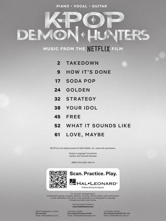 KPop Demon Hunters: Piano, Vocal And Guitar