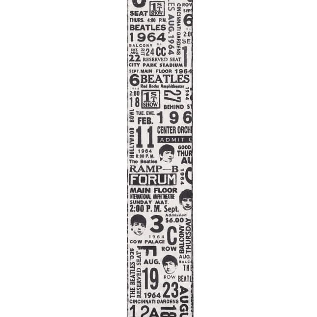 D'Addario Beatles Guitar Strap, 1964 US Tour Ticket Stubs