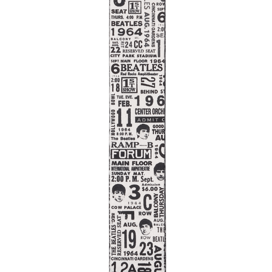 D'Addario Beatles Guitar Strap, 1964 US Tour Ticket Stubs