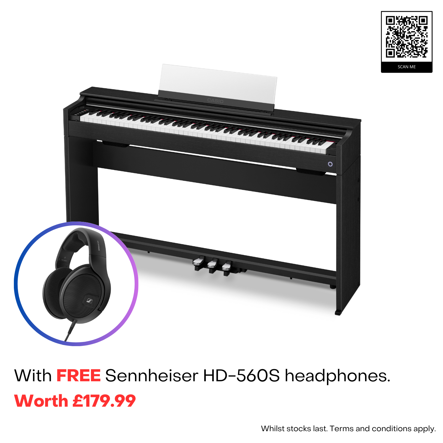 Casio APS200 Celviano Digital Piano with FREE Sennheiser HP-560 Headphones worth £179