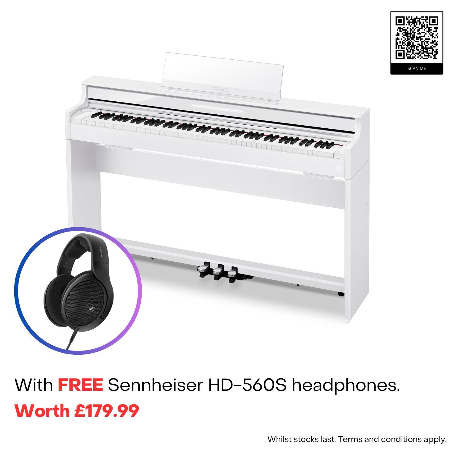 Casio Celviano APS450 Home Digital Piano with FREE Sennheiser HP-560 Headphones worth £179