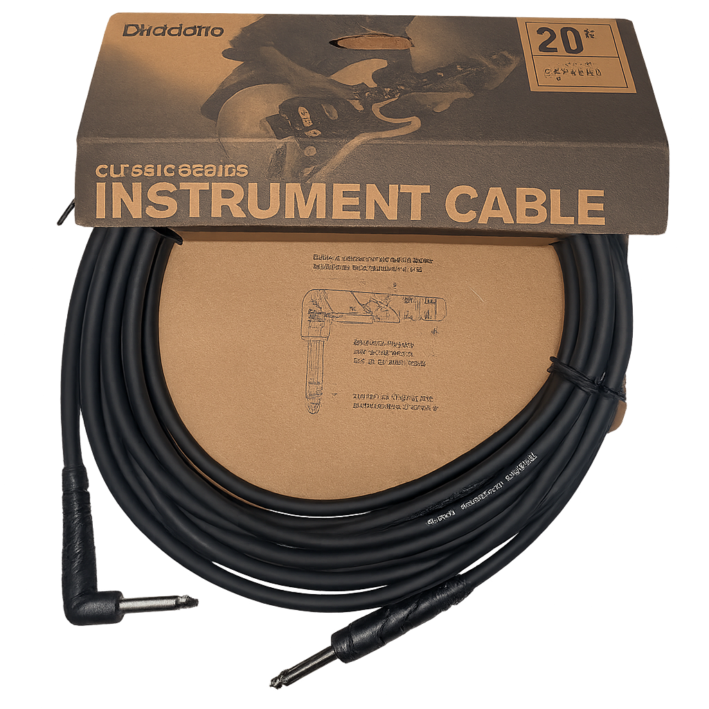 D'Addario Classic Series Instrument Cable Right-Angle, 20ft