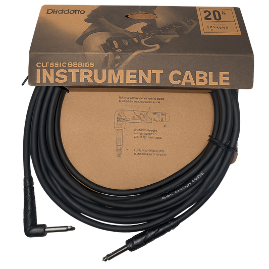 D'Addario Classic Series Instrument Cable Right-Angle, 20ft