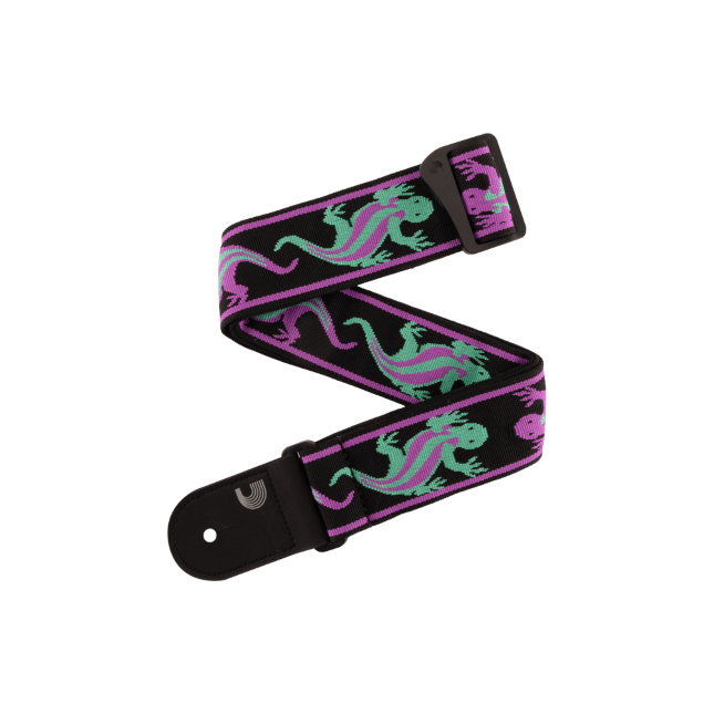 D'Addario Vintage Planet Waves Lizards Guitar Strap, Green/Purple