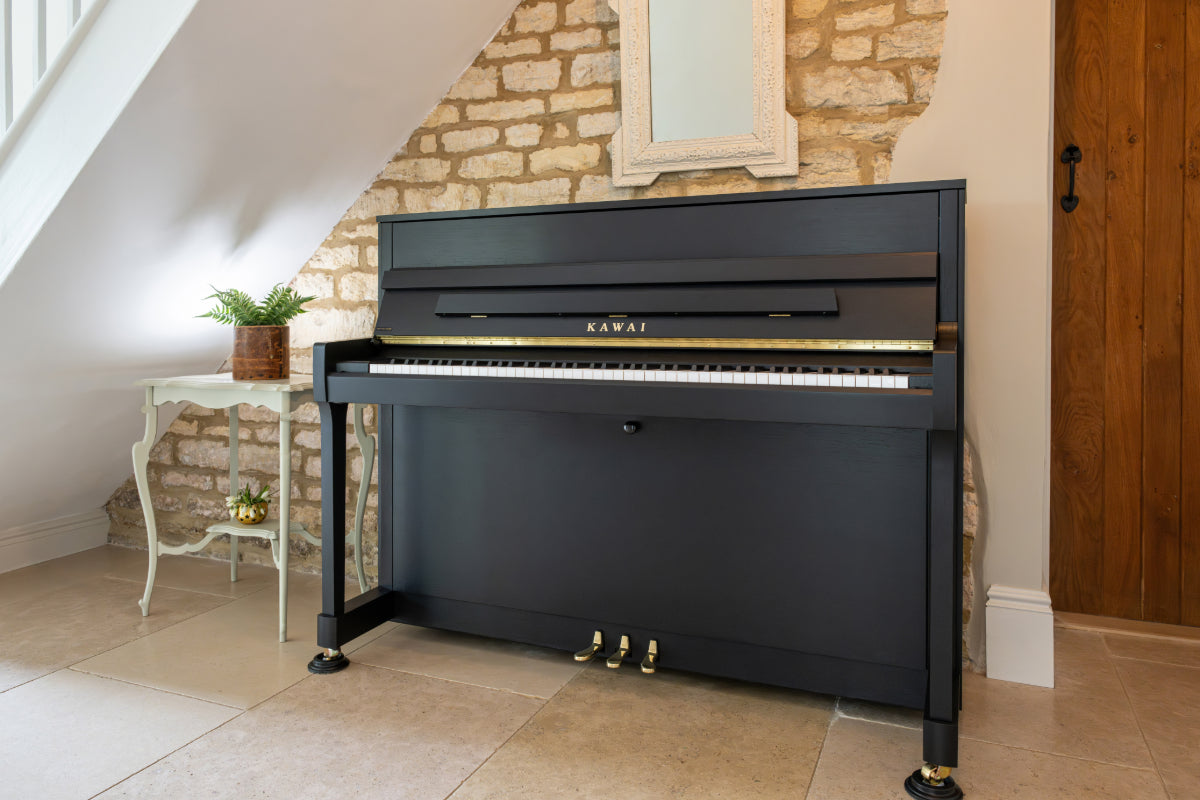 Kawai E200 Studio Upright Piano, Satin Black