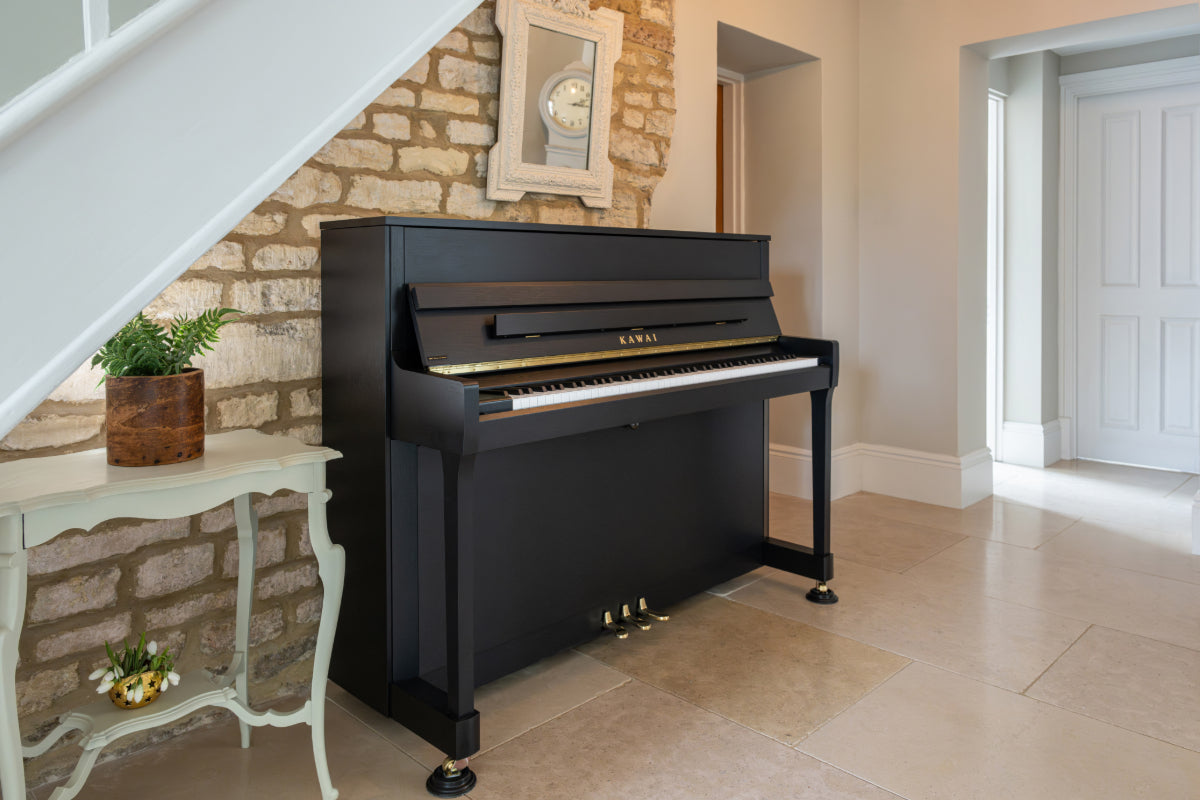 Kawai E200 Studio Upright Piano, Satin Black