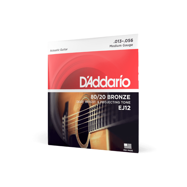 D'Addario EJ12 13-56 Medium, 80/20 Acoustic Guitar Strings