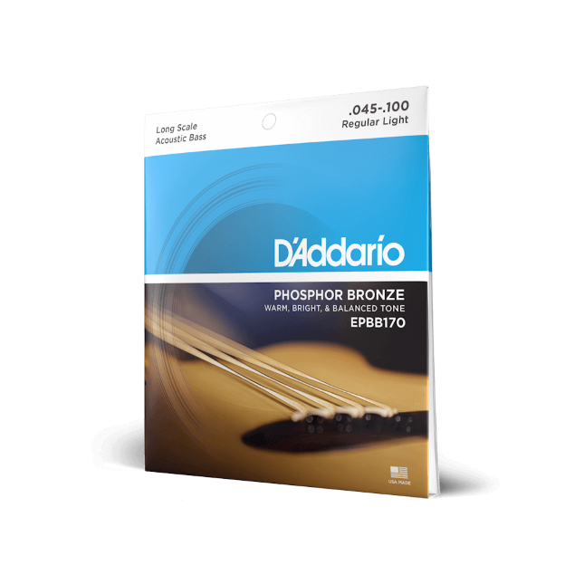 D'Addario EPBB170 45-100 Regular Light, Long Scale Phosphor Bronze Acoustic Bass Guitar Strings