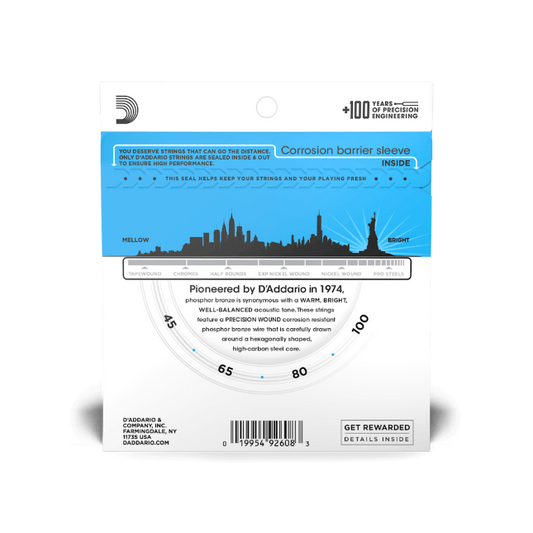 D'Addario EPBB170 45-100 Regular Light, Long Scale Phosphor Bronze Acoustic Bass Guitar Strings