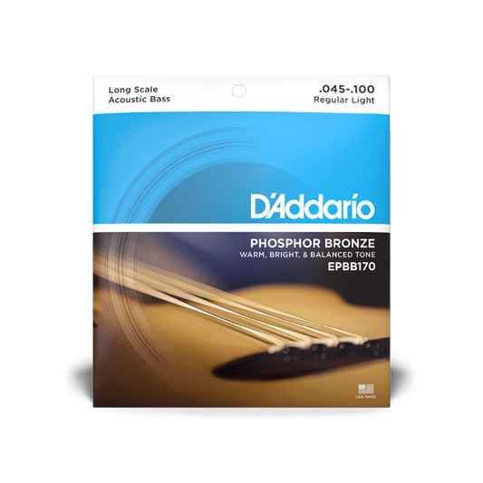 D'Addario EPBB170 45-100 Regular Light, Long Scale Phosphor Bronze Acoustic Bass Guitar Strings