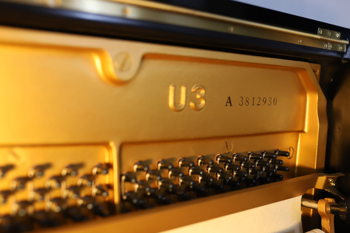 Yamaha U3A Reconditioned Secondhand Professional Upright Piano (3812930), Polished Black