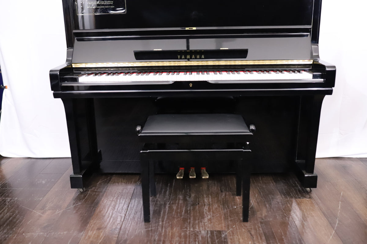 Yamaha U3A Reconditioned Secondhand Professional Upright Piano (3851276), Polished Black
