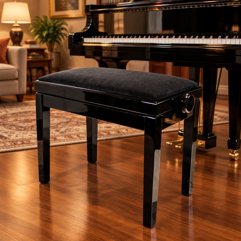 Hidrau BG1 Madrid Adjustable Piano Stool, Black