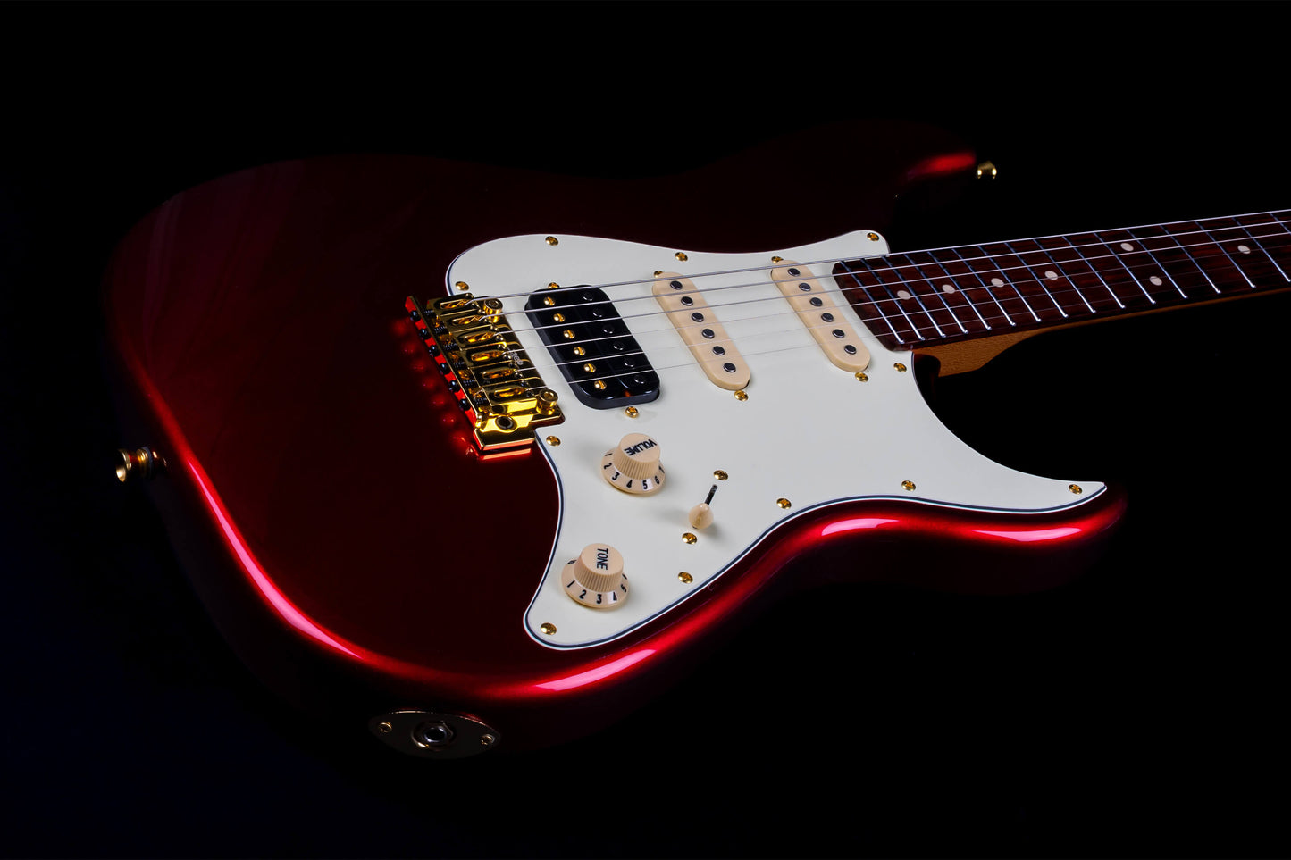 Jet JS480 Electric Guitar, Wine Red with Gold Hardware