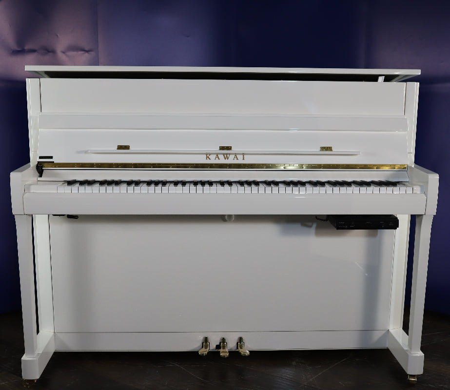 Kawai K200ATX2 Secondhand Upright Silent Piano, Polished White