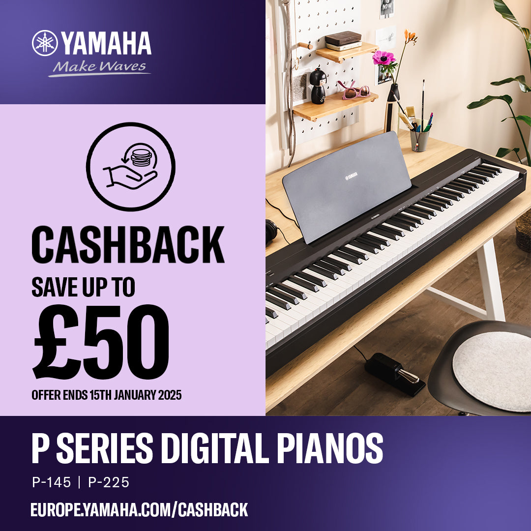 Yamaha P145 Portable Piano, Satin Black | £50 Cashback After Purchase