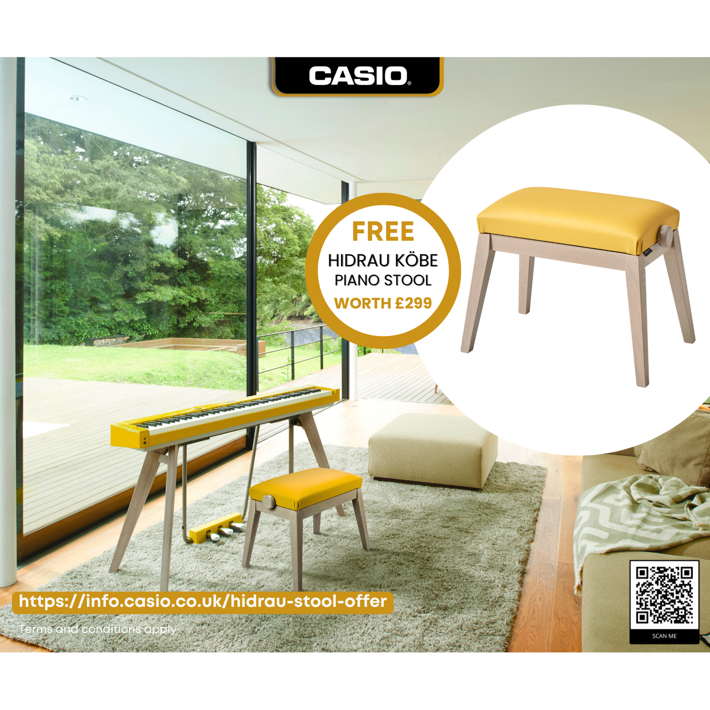 Casio Privia PXS7000HM Harmonious Mustard Digital Piano with FREE Hidrau Stool worth £299