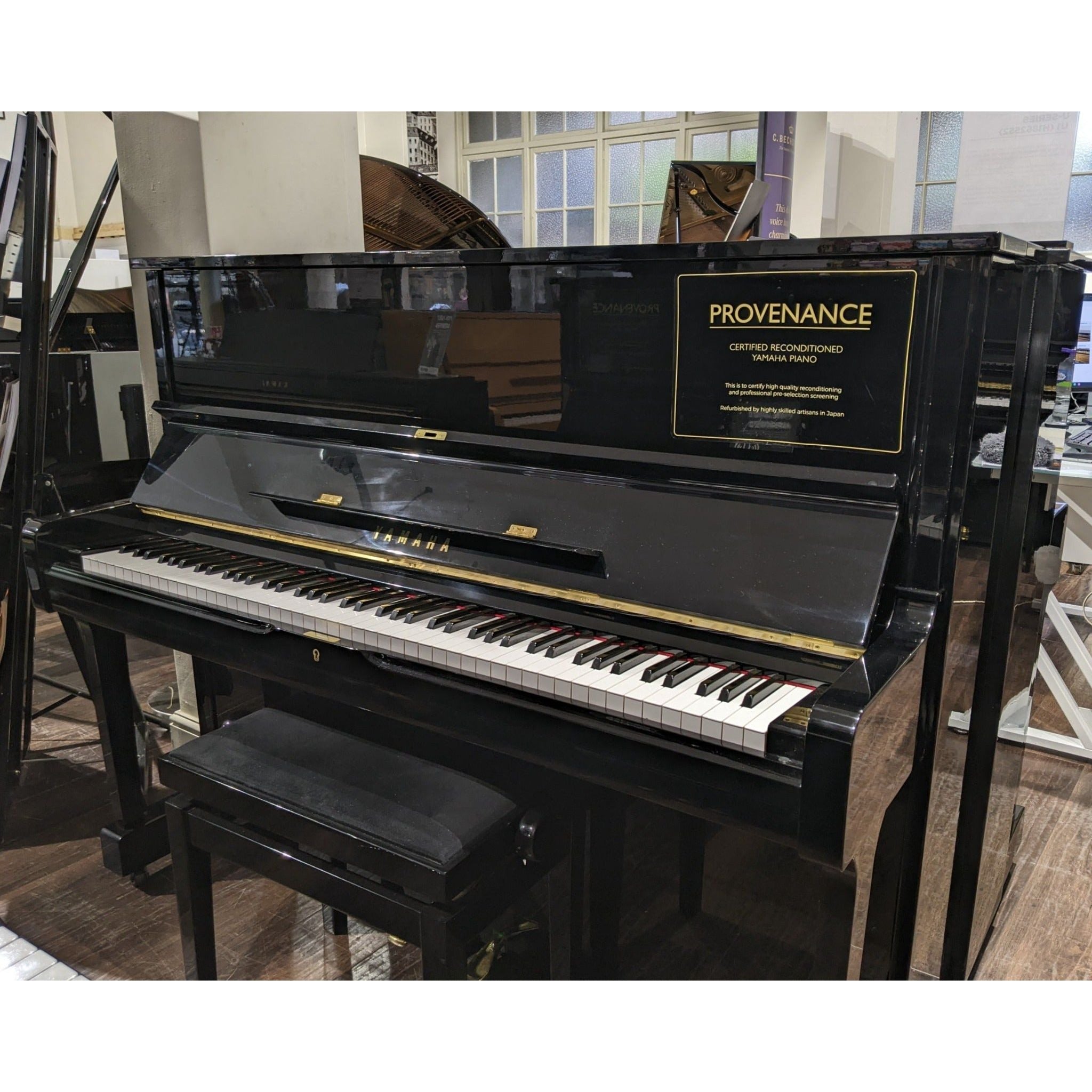 Yamaha U100 Certified Reconditioned Secondhand Upright Piano (5456601), Polished Black