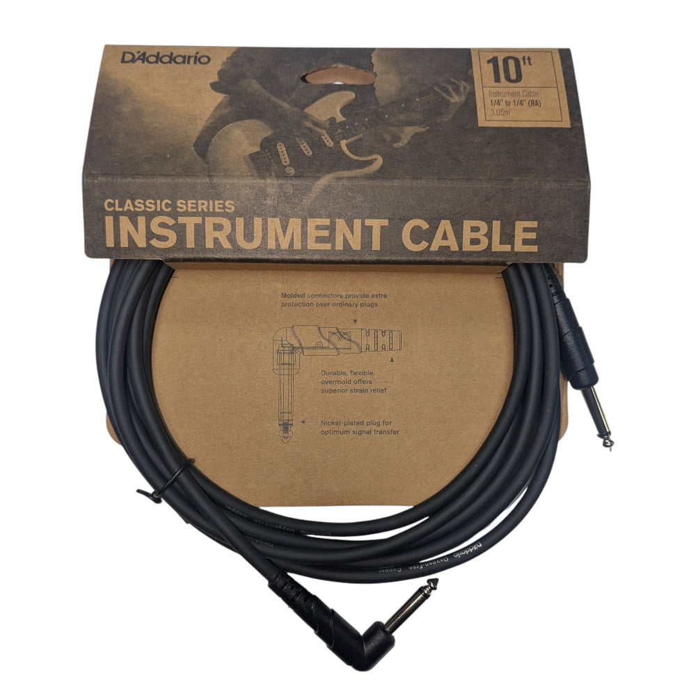 D'Addario Classic Series Instrument Cable Right-Angle, 10ft