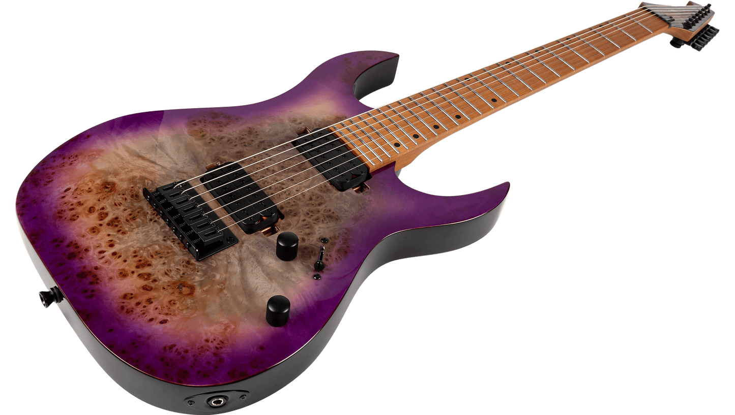 Spira S457 7-String Electric Guitar, Trans Purple