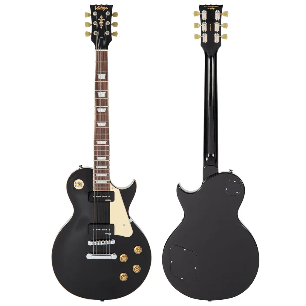 Vintage V100P Reissued Electric Guitar, Gloss Black