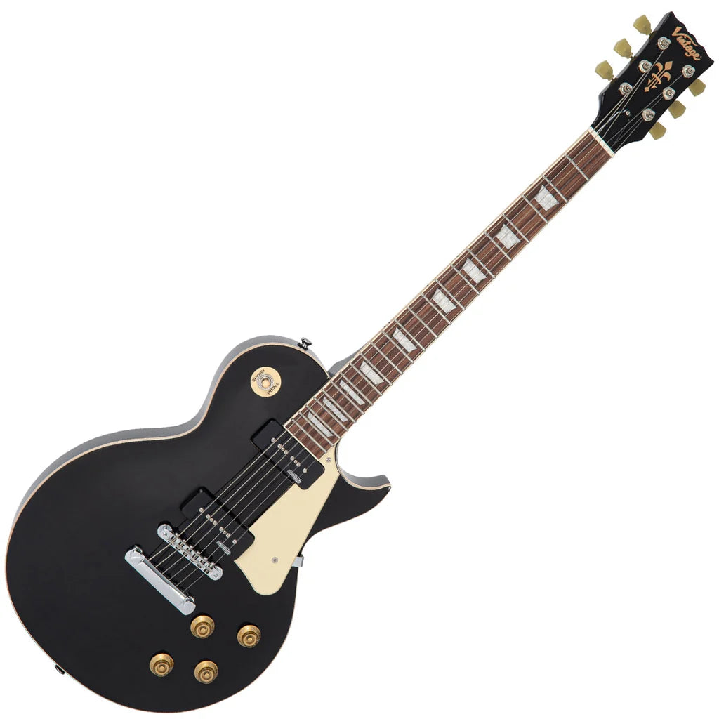 Vintage V100P Reissued Electric Guitar, Gloss Black