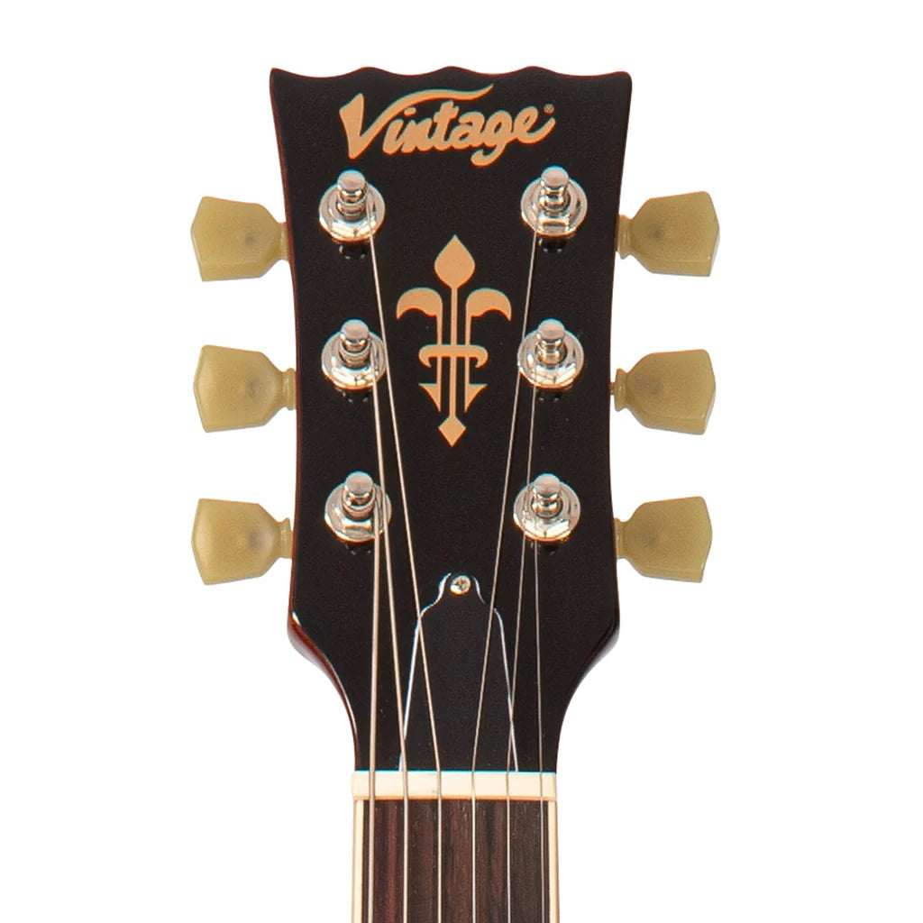 Vintage V100P Reissued Electric Guitar, Natural Mahogany