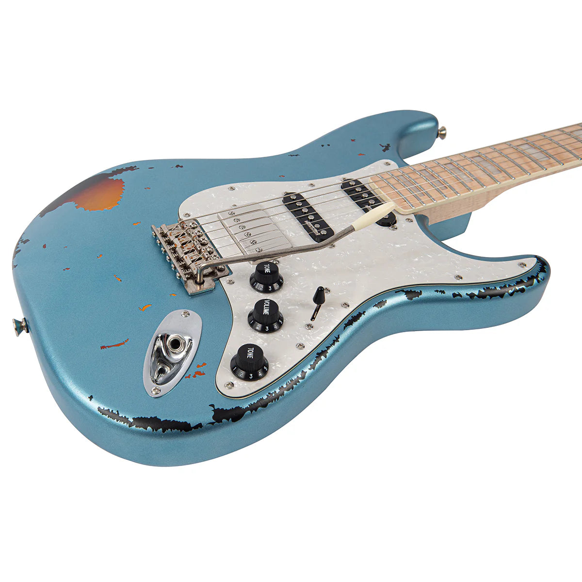 Vintage 30th Anniversary V6 Electric Guitar, Gun Hill Blue