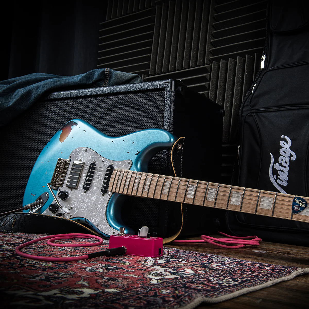 Vintage 30th Anniversary V6 Electric Guitar, Gun Hill Blue