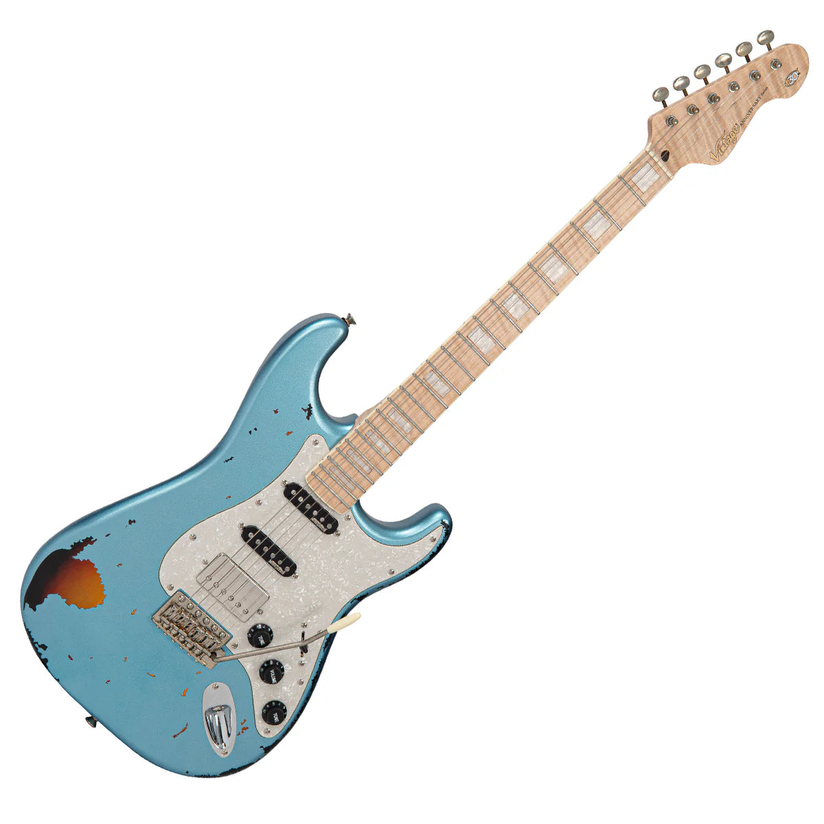 Vintage 30th Anniversary V6 Electric Guitar, Gun Hill Blue