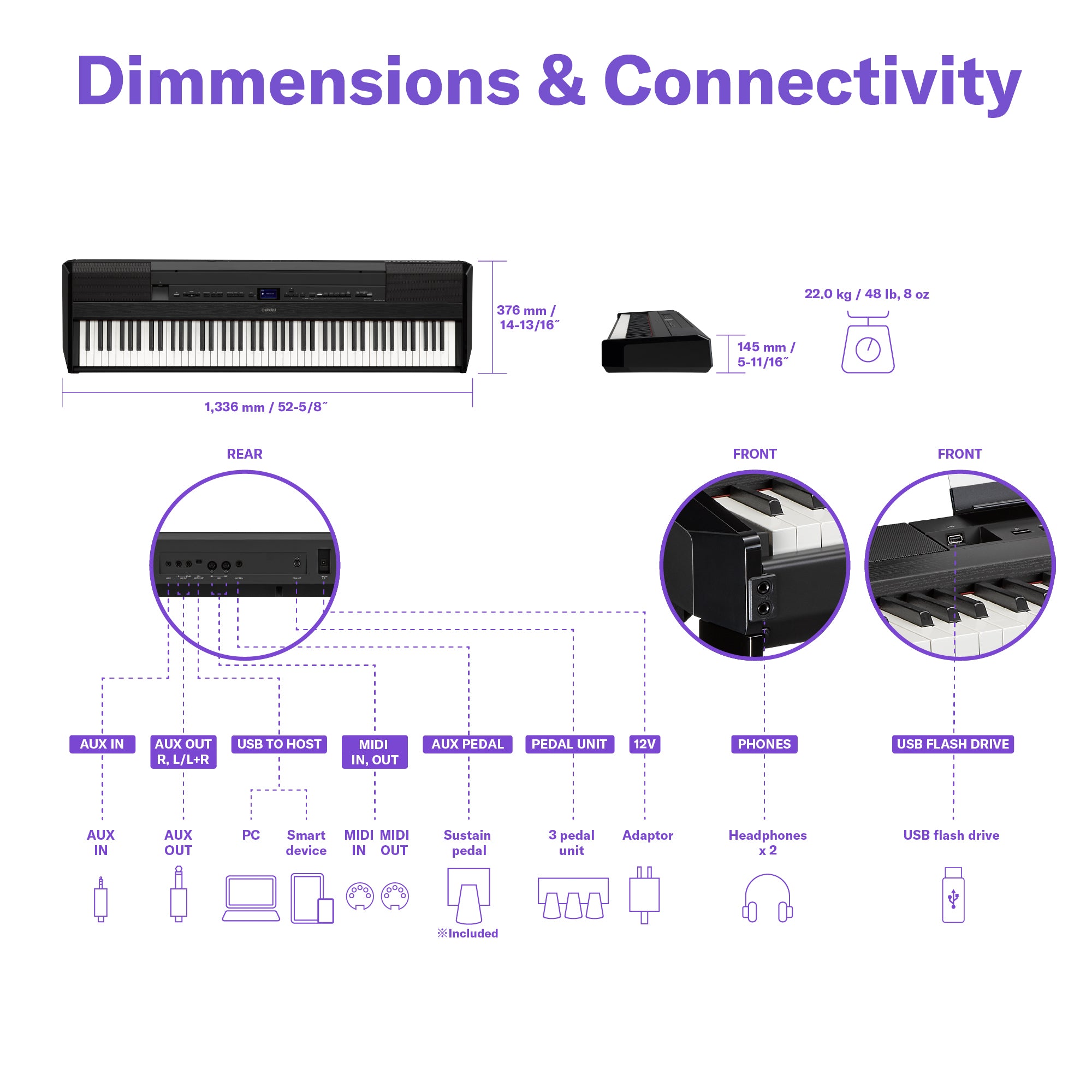 Yamaha P525 Satin Black Portable Piano