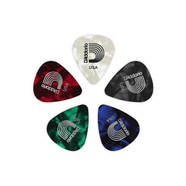 D'Addario Assorted Pearl Celluloid Guitar Picks, 10 pack