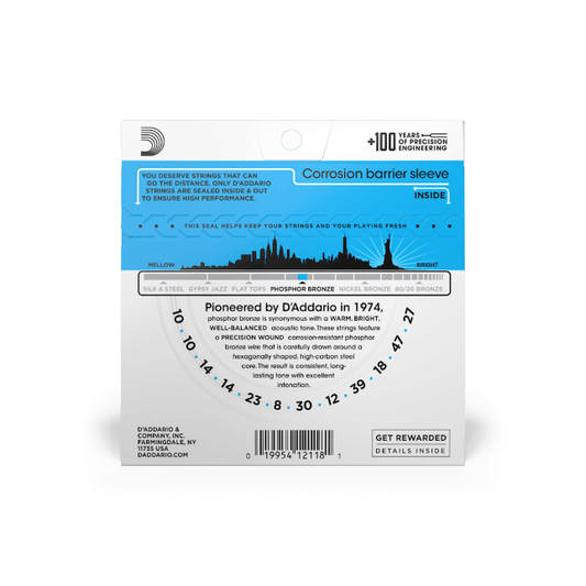 D'Addario EJ38 10-47 12-String, Phosphor Bronze Acoustic Guitar Strings