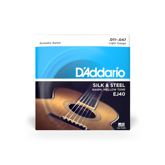 D'Addario EJ40 11-47 Light, Silk & Steel Acoustic Guitar Strings