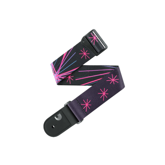 D'Addario Outrun Polyester Guitar Strap, Neon Stars