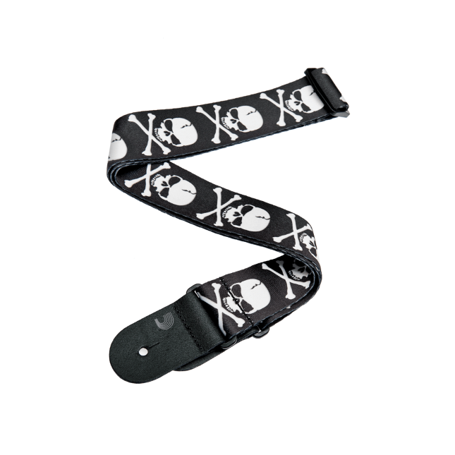 D'Addario Woven Guitar Strap, Cross Bone Skull