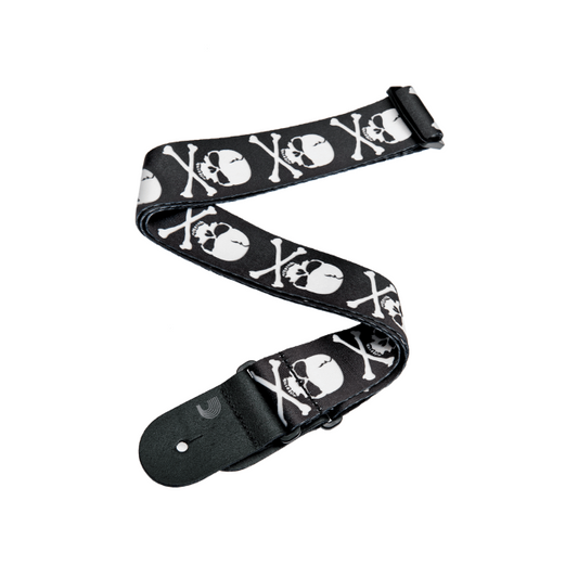 D'Addario Woven Guitar Strap, Cross Bone Skull