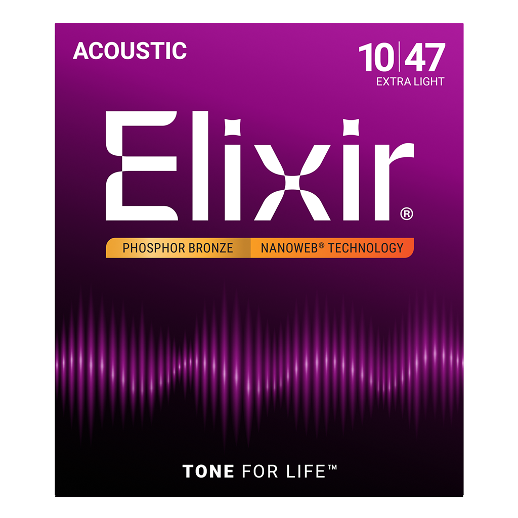 Elixir Nano E16002 010-047 Extra-Light Phosphor Bronze Acoustic Guitar Strings