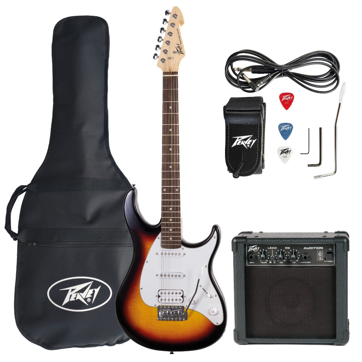 Peavey Raptor Plus Junior Stage Electric Guitar Pack, Sunburst