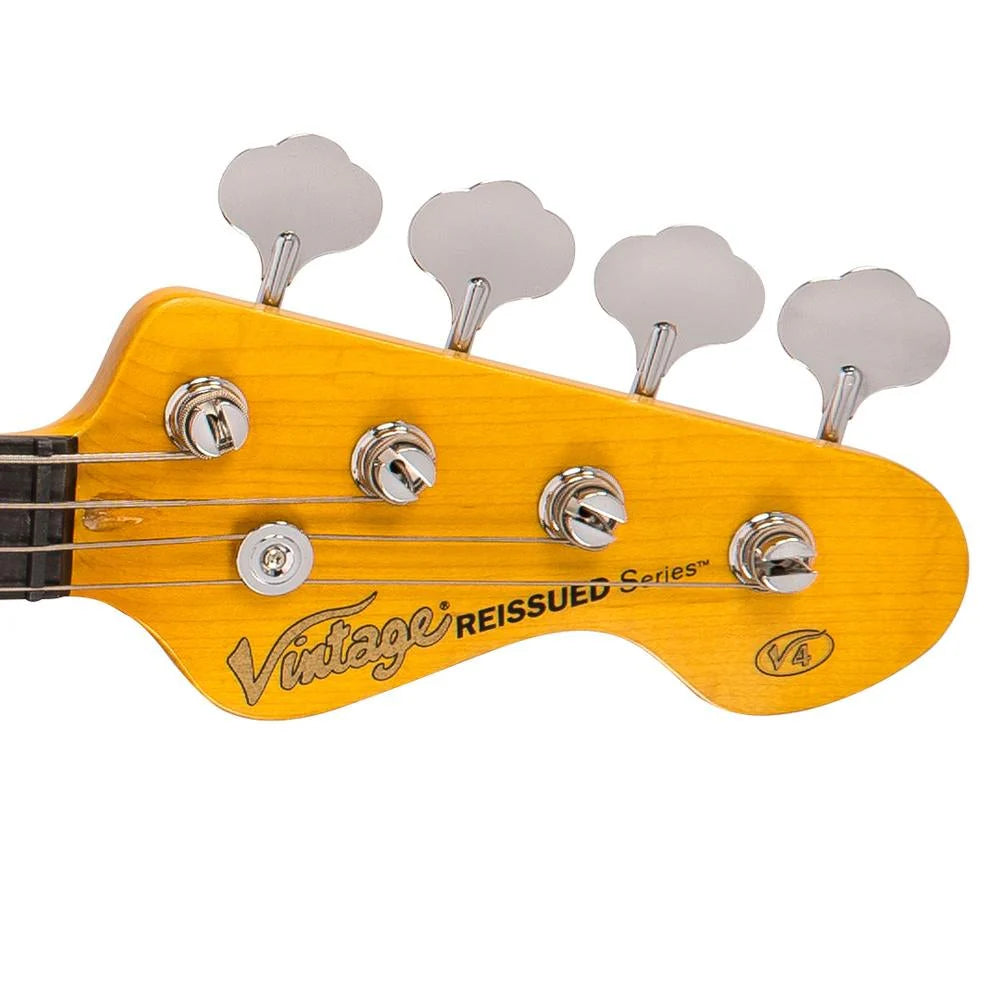 Vintage V4 ReIssued Bass Guitar, Sunset Sunburst
