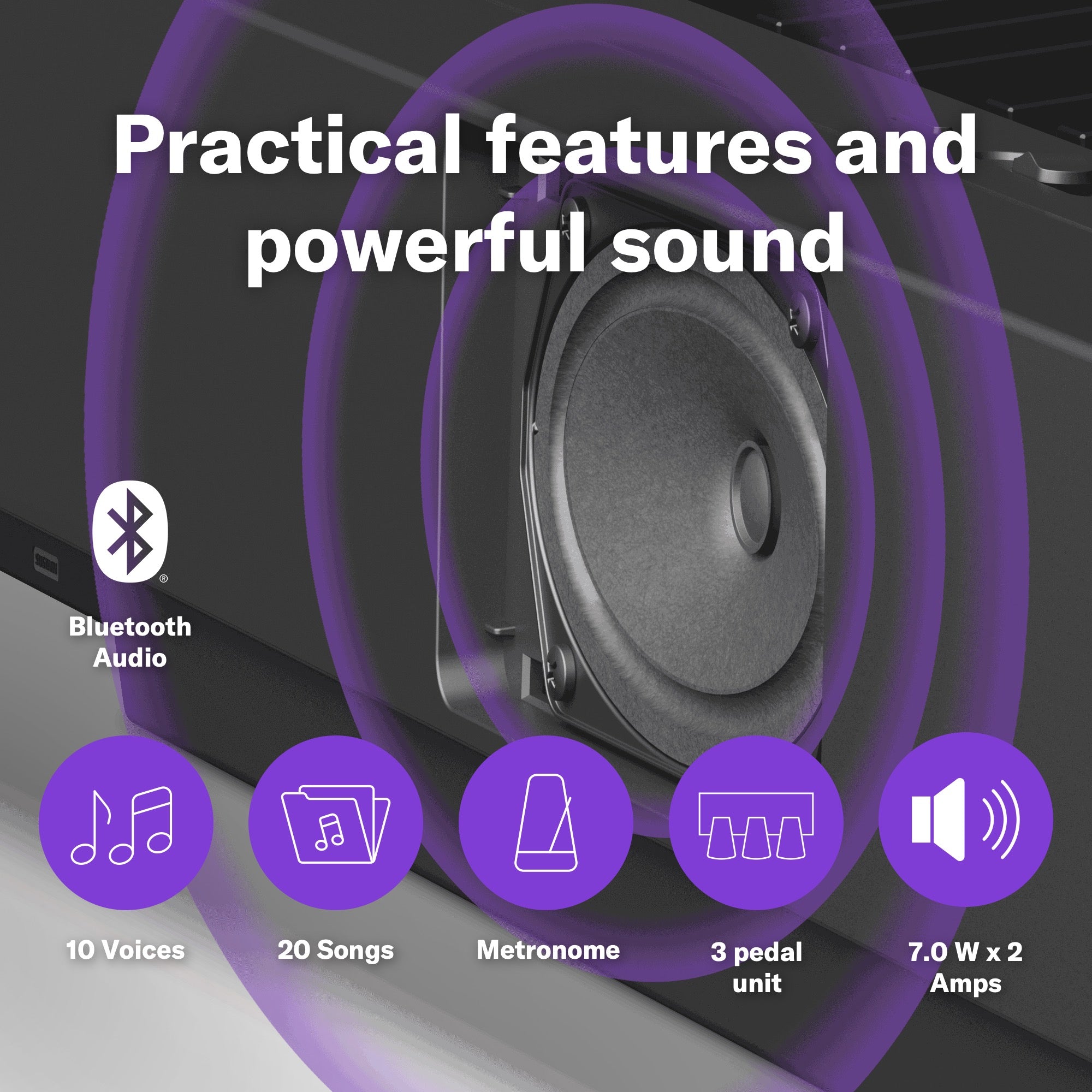 Yamaha P145BT Bluetooth Portable Piano, Satin Black